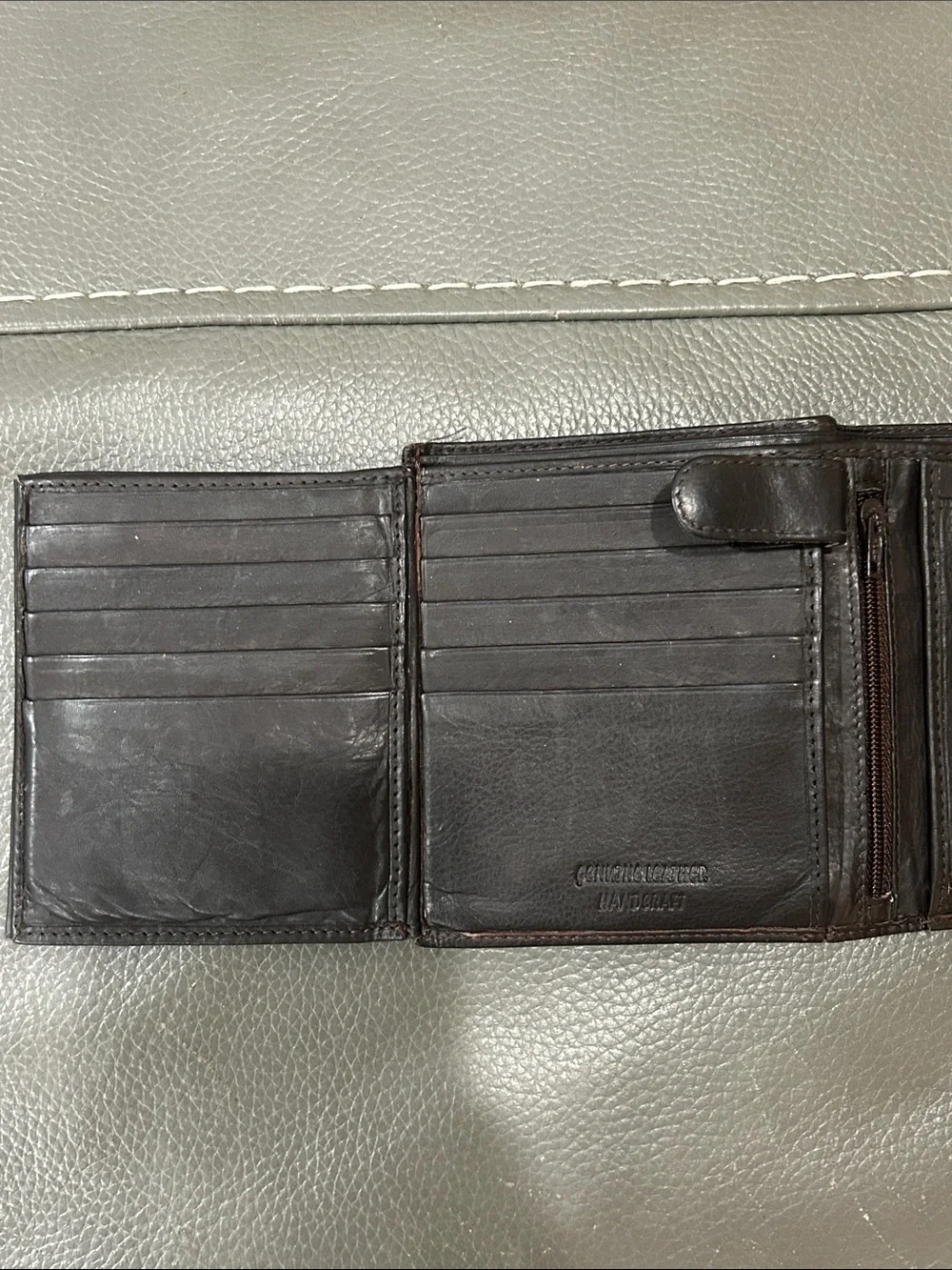 Men's Bifold Genuine Handcrafted Brown Leather Wallet EUVC
